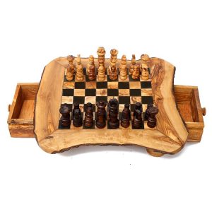 Large Olive Wood Chess Board with Luxury Storage Drawers 🏆