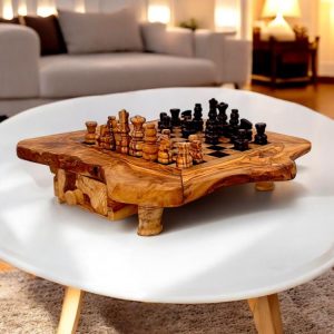 Small Olive Wood Chess Board with Storage Drawers ♟️