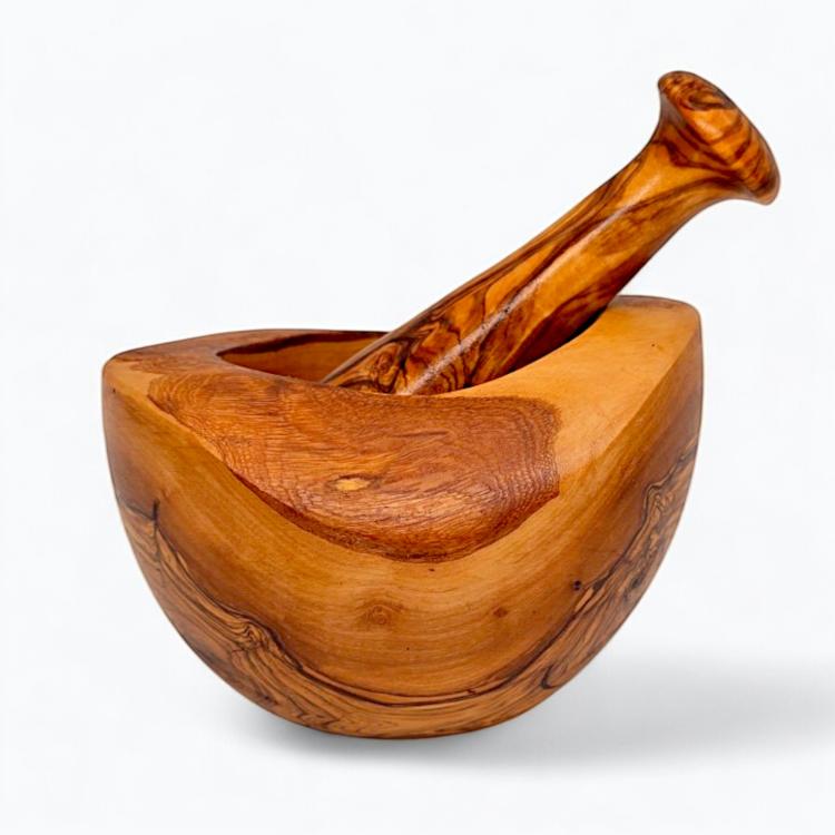 Natural Olive Wood Mortar & Pestle - Image 3